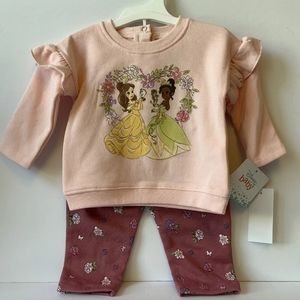Disney Princess 2 Piece Baby Girl's Pant Set Size 3-6M NEW WITH TAGS